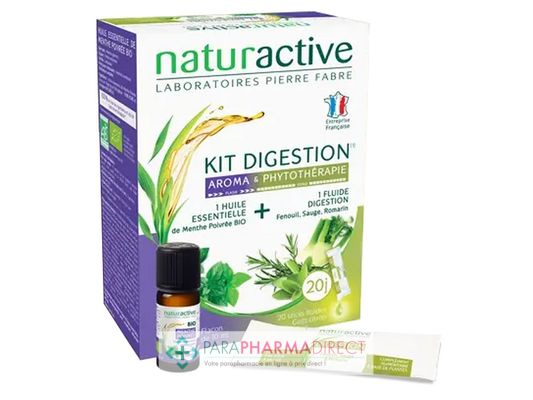 Nutrition / Sport Naturactive Kit Digestion Aroma & Phytothérapie - HE de Menthe poivrée BIO 10ml + Digestion 20 sticks fluides
