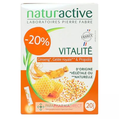 Naturactive Vitalité 20 sticks fluides (OFFRE -20%) : Forme / Fatigue pour Compléments Alimentaires Nutrition / Sport Naturactive Vitalité 20 sticks fluides (OFFRE -20%) : Forme / Fatigue pour Compléments Alimentaires