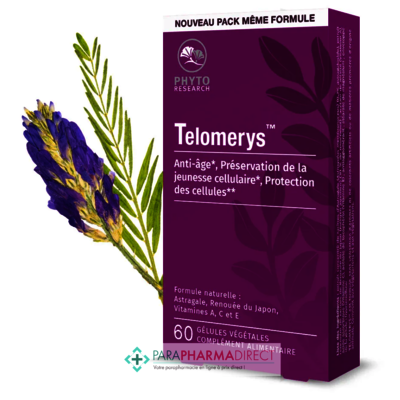 Nutrition / Sport PhytoResearch Telomerys - Anti-Âge 60 gélules : Peau pour Compléments Alimentaires