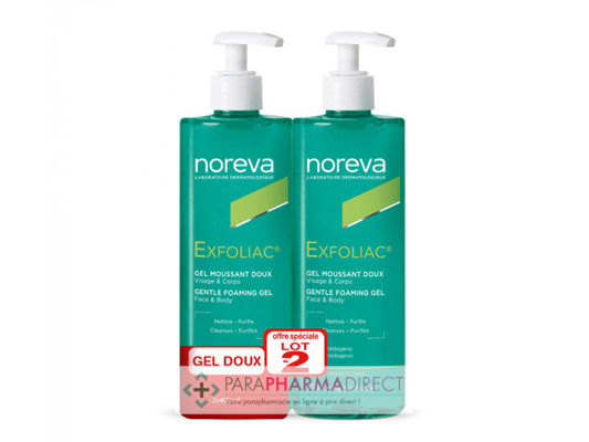 Corps / Beauté Noreva Exfoliac Gel Moussant Doux Peaux à Imperfections 2x400ml