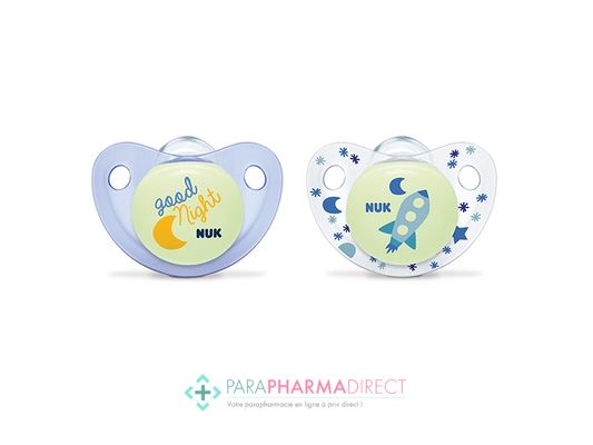 Bébé / Grossesse Nuk Night & Day Sucettes Phosphorescentes Silicone 6-18 mois "Duo Garçon"