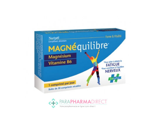 Nutrition / Sport Nut'exel Magnéquilibre Magnésium et Vitamine B6 Reduction de la Fatigue et Equilibre Nerveux 30 Comprimés : Forme / Fatigue pour Compléments Alimentaires
