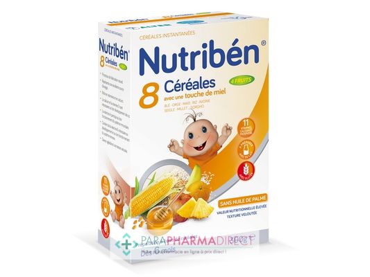 Bébé / Grossesse Nutriben 8 Céréales et Miel aux 4 Fruits Dès 6 Mois 300g : Repas pour Bébé / Enfant