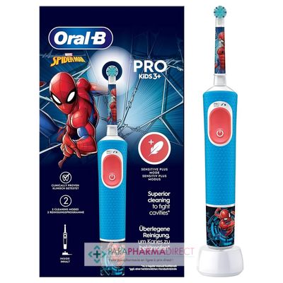Hygiène / Bien-Être Oral B Brosse à Dents Electrique Pro Kids 3+ Spiderman : Brosses à Dents pour Dentaire