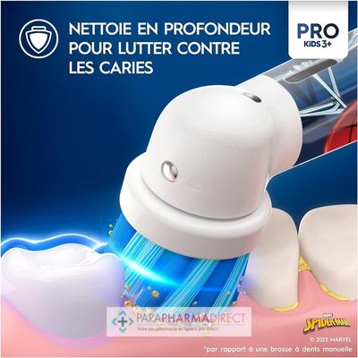 Hygiène / Bien-Être Oral B Brosse à Dents Electrique Pro Kids 3+ Spiderman : Brosses à Dents pour Dentaire