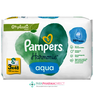 Bébé / Grossesse Pampers Lingettes 0% Aqua Harmonie 3x48 lingettes