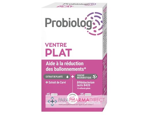 Nutrition / Sport Probiolog Ventre Plat - Reduction des Ballonnements 15 gélules transparentes + 15 gélules blanches