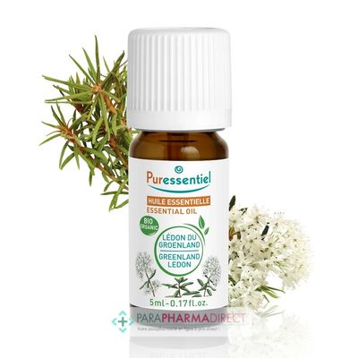 Hygiène / Bien-Être Puressentiel HEBBD Huile Essentielle Lédon du Groenland BIO 5ml : Huiles Essentielles pour Phyto-Aroma / BIO