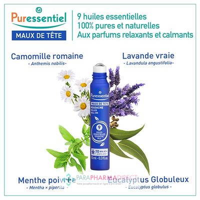 Hygiène / Bien-Être Puressentiel Maux de Tête Roller aux 9 Huiles Essentielles 5 ml