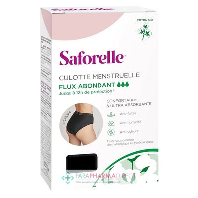 Hygiène / Bien-Être Saforelle Culotte Menstruelle Classic BIO Flux Abondant Taille 44 : Protections Périodiques pour Hygiène Intime / Proctologie