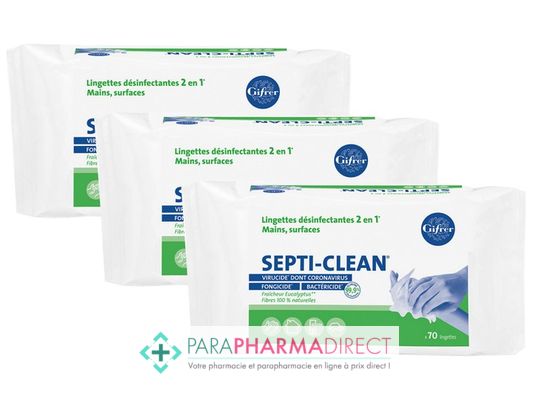 Corps / Beauté Gifrer Septi-Clean Lingettes anti-coronavirus Mains & Surface 3x70 Lingettes