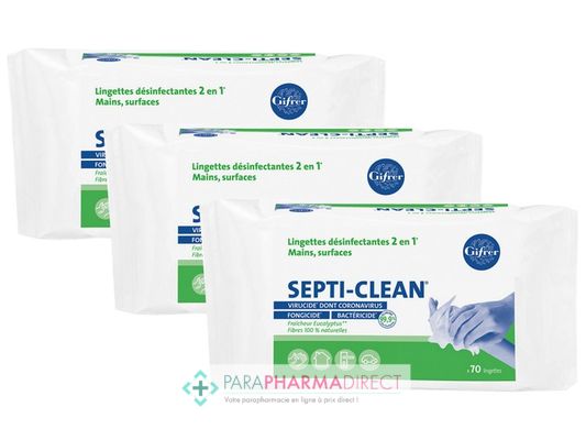 Corps / Beauté Gifrer Septi-Clean Lingettes anti-coronavirus Mains & Surface 3x70 Lingettes