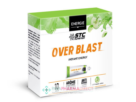 Nutrition / Sport STC Nutrition Energie Over Blast Perf' CD-Sprint Energie Coup de Fouet Courtes Distances Arôme Pomme Boite de 10 Gels de 25g