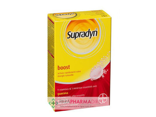 Nutrition / Sport Supradyn Boost Guarana Action Coup de Fouet Sans Sucre Goût Fruité 20 Comprimés Effervescents : Forme / Fatigue pour Compléments Alimentaires