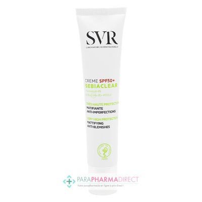 Corps / Beauté SVR Sebiaclear Crème SPF50 Haute Protection Solaire Matifiante Anti-imperfections 40ml : Acné / Peaux Jeunes pour Visage