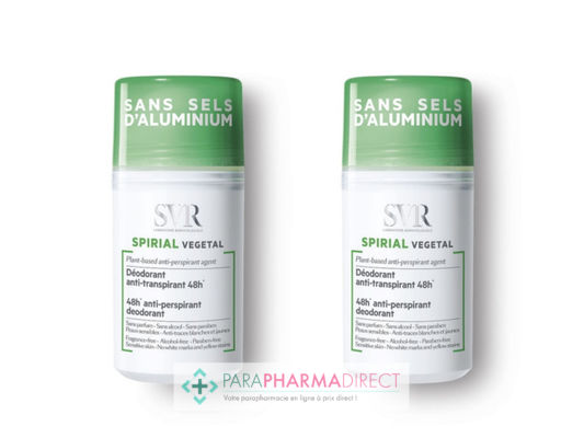 Corps / Beauté SVR Spirial Végétal Roll-On Déodorant Anti-Transpirant Intense 48H Sans Sels d'Aluminium 2x50ml