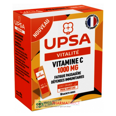 Nutrition / Sport Upsa Vitalité - Vitamine C 1000g 10 sachets-doses : Forme / Fatigue pour Compléments Alimentaires