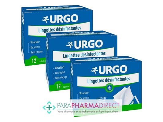 Corps / Beauté Urgo Lingettes VIRUCIDES 3 Boites de 12 Sachets individuels (mains et surfaces)