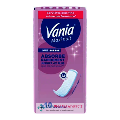 Hygiène / Bien-Être Vania Serviettes Hygiéniques Maxi Nuit 10 serviettes : Protections Périodiques pour Hygiène Intime / Proctologie