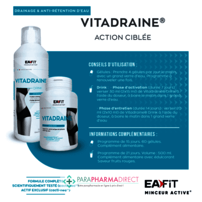 Nutrition / Sport Eafit Vitadraine Drink - Anti-Rétention d'Eau Saveur Fruits Rouge 500 ml