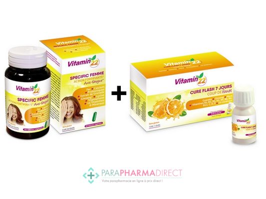 Nutrition / Sport Ineldea Vitamin'22 Cure Flash 7 Jours "Coup de Fouet" 7 unidoses + Specific Femme Action Fortifiante 60 gélules : Forme / Fatigue pour Compléments Alimentaires