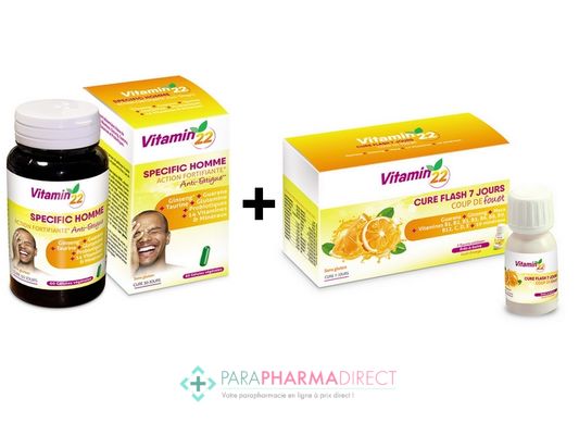 Nutrition / Sport Ineldea Vitamin'22 Cure Flash 7 Jours "Coup de Fouet" 7 unidoses + Specific Homme Action Fortifiante 60 gélules : Forme / Fatigue pour Compléments Alimentaires