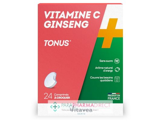 Nutrition / Sport Vitavea Vitamine C + Ginseng - Tonus 24 comprimés à croquer : Forme / Fatigue pour Compléments Alimentaires