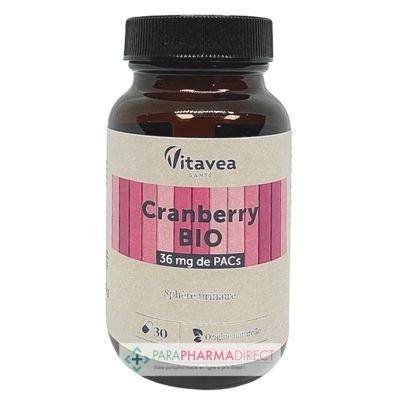 Nutrition / Sport Vitavea Cranberry BIO 36mg de PACs - Sphère Urinaire - 30 gélules