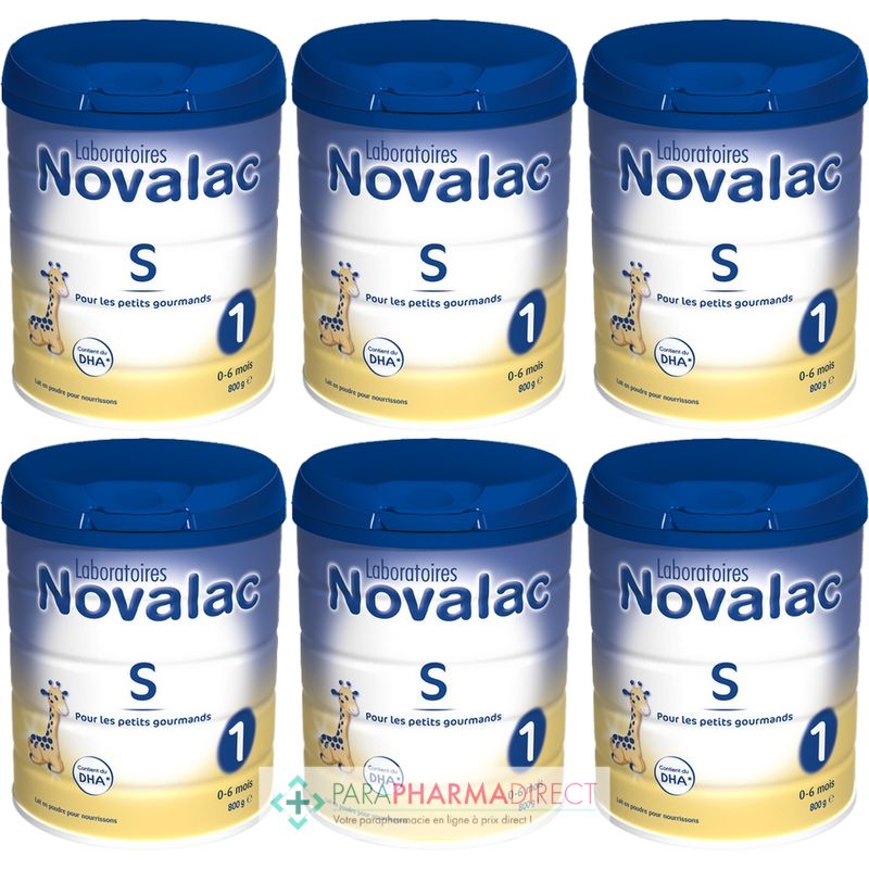 Novalac S 1 - Lait pour les Petits Gourmands - 0-6 mois - LOT de 6x800g -  Paraphamadirect