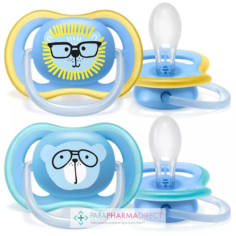 Avent Sucettes Ultra Air 18 mois+ Lion & Ours x2 - Paraphamadirect