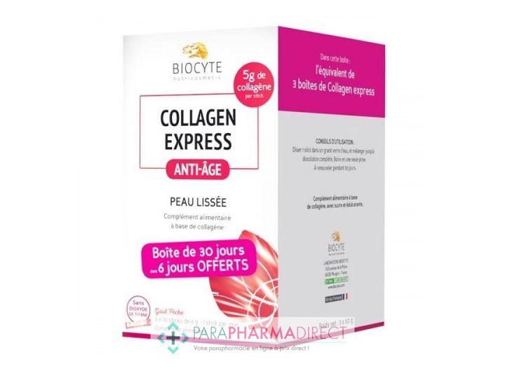 Biocyte Collagen Express Gummies Anti-Âge goûts Cassis, Fraise, Pastèque 45  gommes - Paraphamadirect