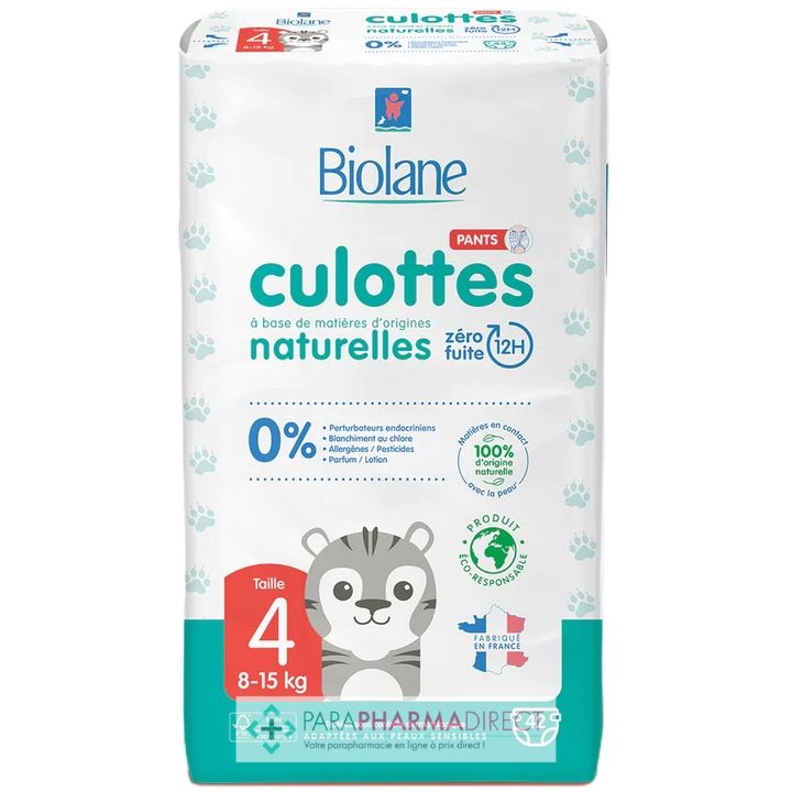 Biolane Pants - Culottes Naturelles - Taille 4 - 8-15kg - 42 couches -  Paraphamadirect