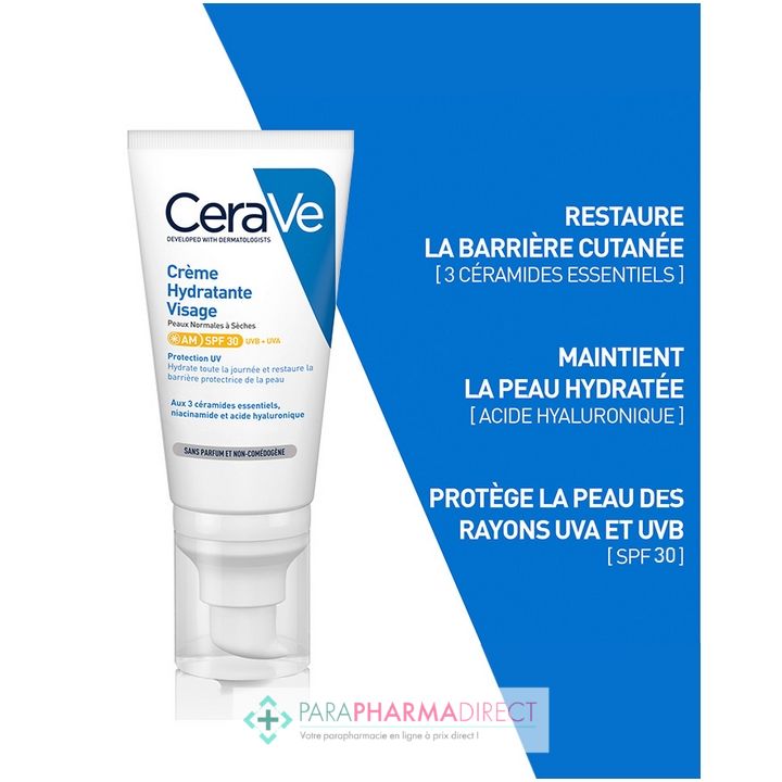 Cerave Crème Hydratante Visage SPF30 - Peaux Normales à Sèches