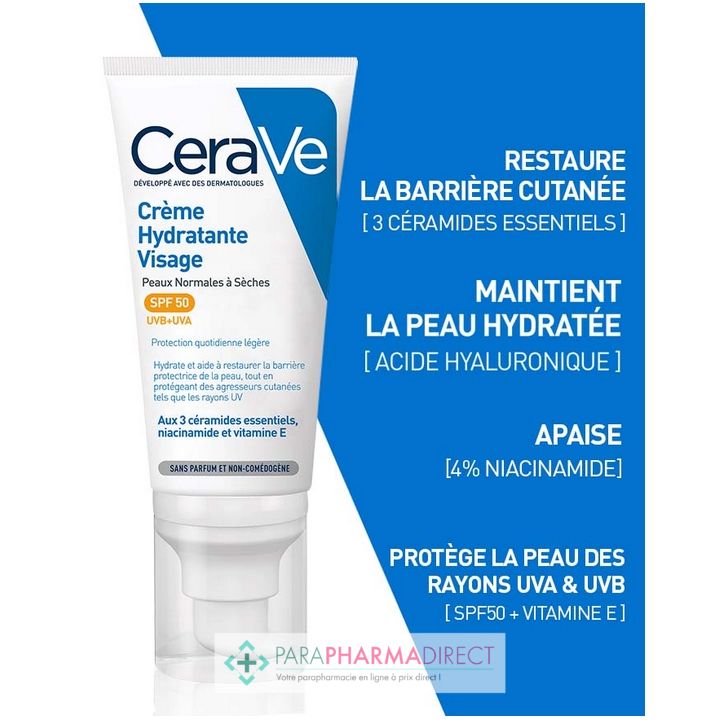 Crème Hydratante Visage SPF50 52mL