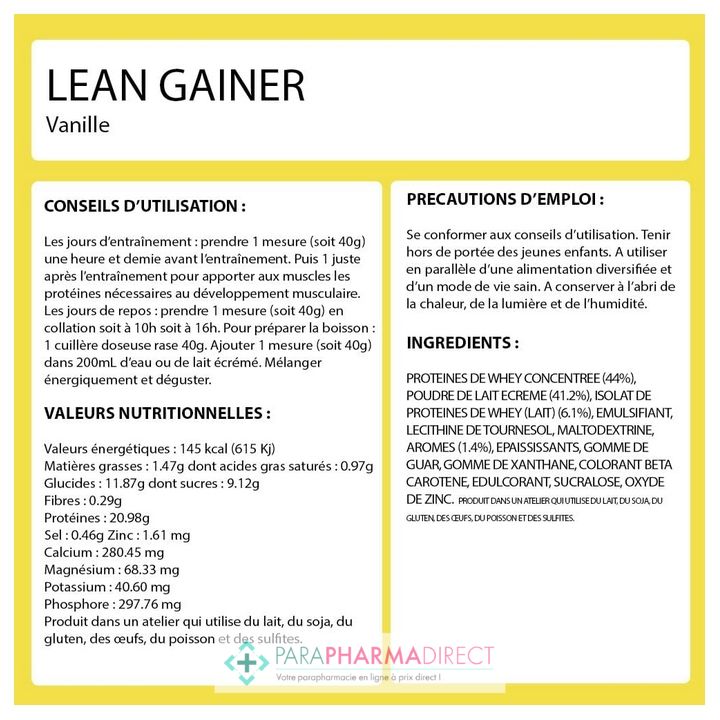Eric Favre Lean Gainer - Progressive Muscle Gain - Saveur Vanille