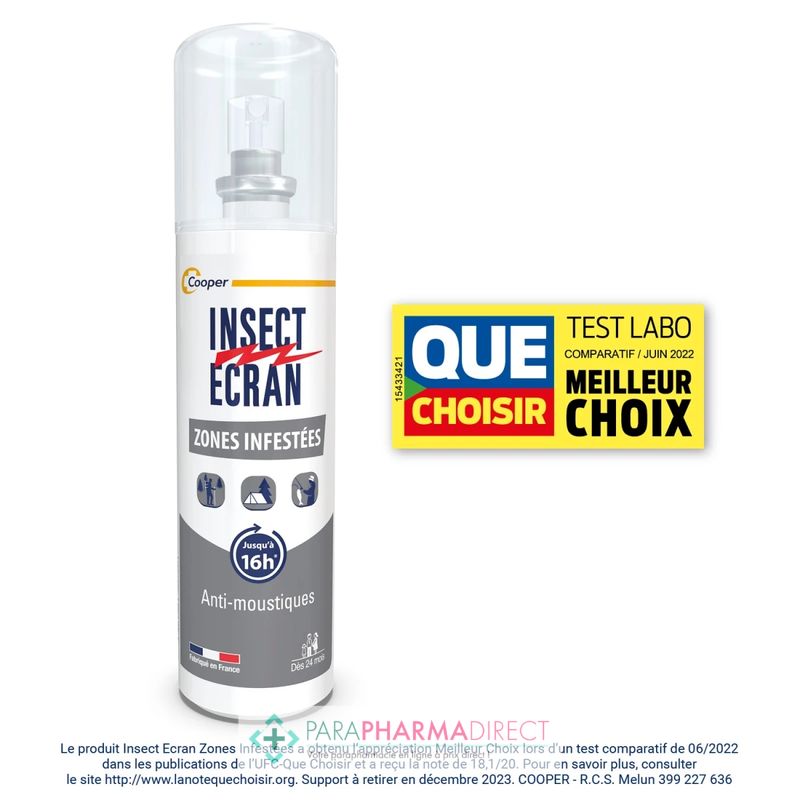 INSECT ECRAN – Anti-moustiques – Spray répulsif peau – Protection contre  les piqûres de moustiques – Familles – 100 ml – La Boutique Diverse