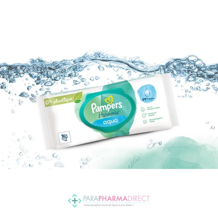 Pampers 48 lingettes aqua-Harmonie - Pharmacie de Sars