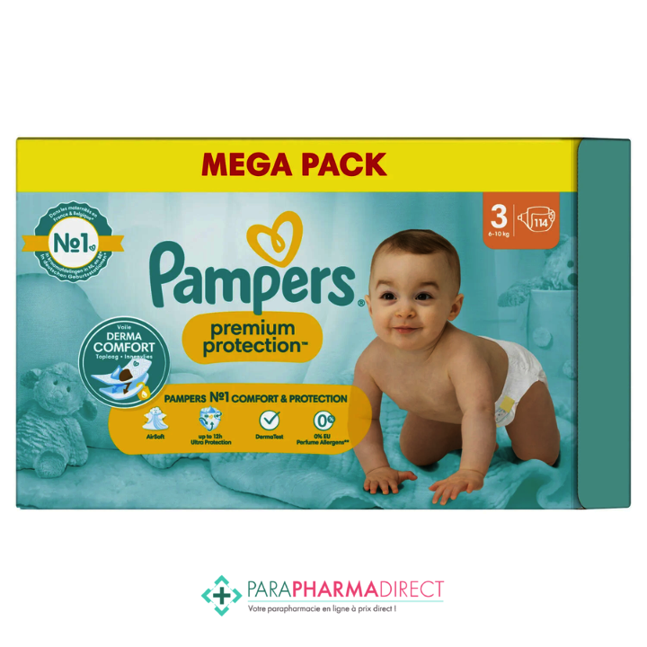 Pampers Premium Protection Taille 3 (6-10kg) Megapack 114 Couches