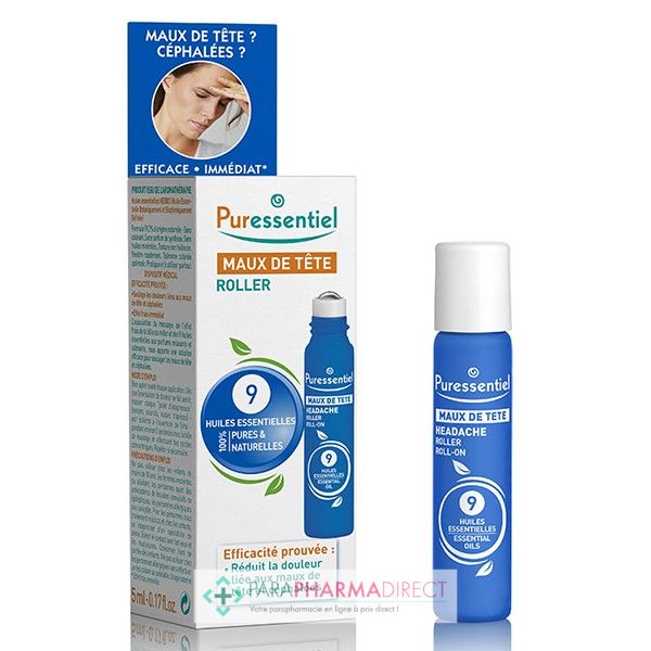 PURESSENTIEL MAUX DE TETE ROLLER 9 HUILES ESSENTIELLES 10 ML