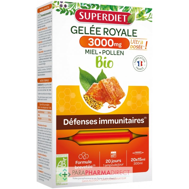 GELÉE ROYALE 3000MG BIO 20 AMPOULES SUPERDIET