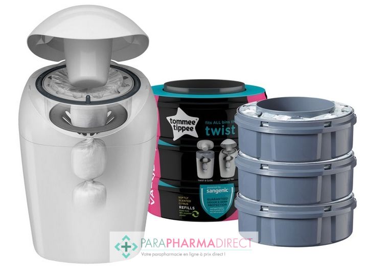 Tommee Tippee Sangenic Tec Poubelle à Couches Révolutionnaire + 3 Recharges  - Paraphamadirect