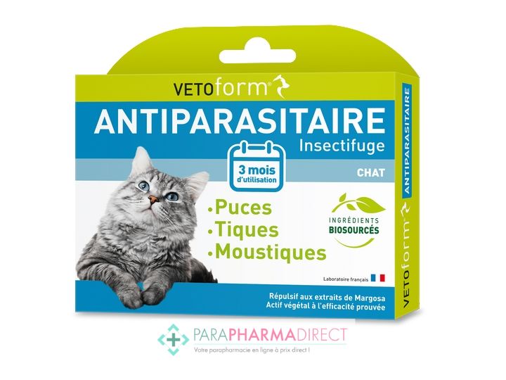 Vetoform Antiparasitaire Pipettes Insectifuges Repulsif Puce Tique Moustique Pour Chat X3 Paraphamadirect Vetoform Antiparasitaire Pipettes Insectifuges Repulsif Puce Tique Moustique Pour Chat X3 Paraphamadirect