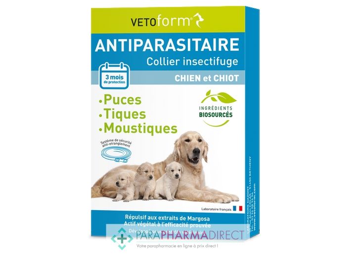 Vetoform Antiparasitaire Collier Insectifuge Répulsif Puce Tique Moustique  Chien u0026 Chiot