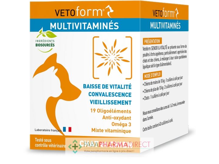 Vetoform Complément Alimentaire Senior et Vitalité Tout Age Chien Poudre  Orale 100g