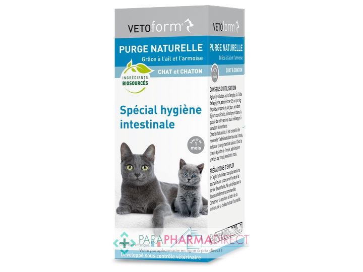 Vetoform Purge Naturelle Special Hygiene Intestinale Chat Et Chaton Solution Buvable 50ml Paraphamadirect