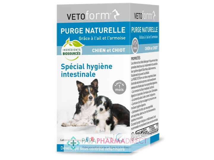 Vetoform Purge Naturelle Spécial Hygiène Intestinale Chien et Chiot 50  comprimés