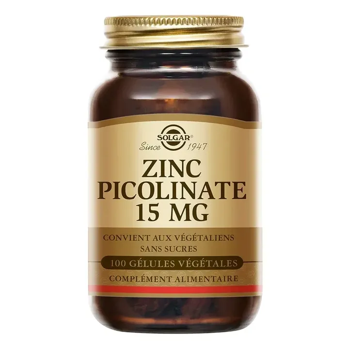Zinc Picolinate 15mg Solgar - boîte de 100 gélules