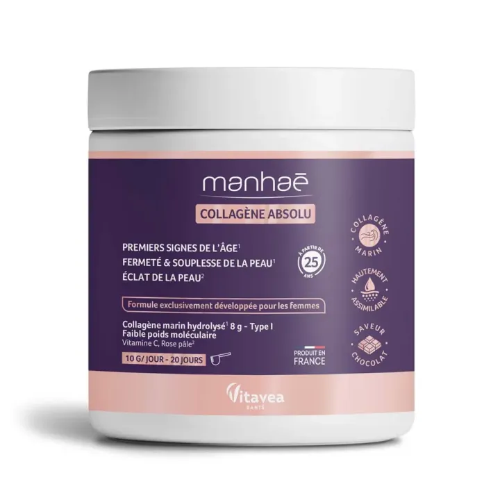 Manhaé collagène absolu saveur chocolat Vitavea - pot de 200g