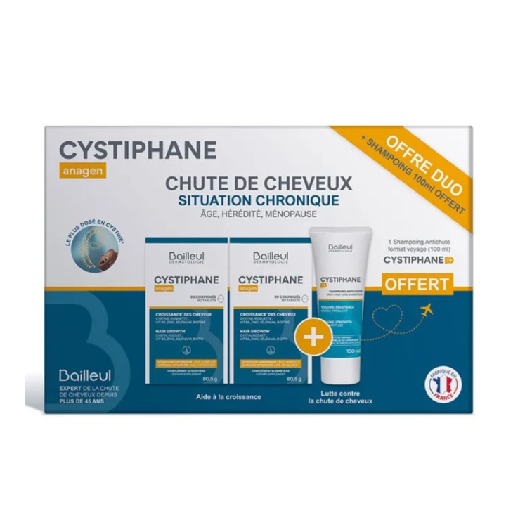 Cystiphane anagen chute de cheveux Bailleul - offre duo + shampoing 100ml offert