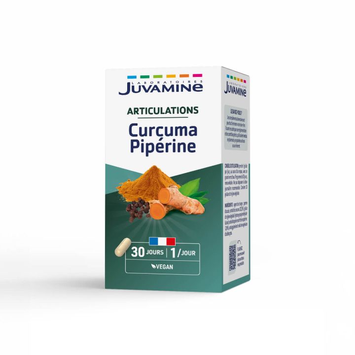 Curcuma Pipérine Articulations Juvamine - boîte de 30 gélules